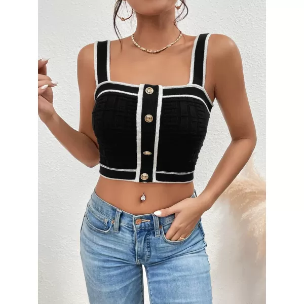 SweatyRocks Women's Sleeveless Ribbed Knit Spaghetti Strap Crop Cami Tank Top