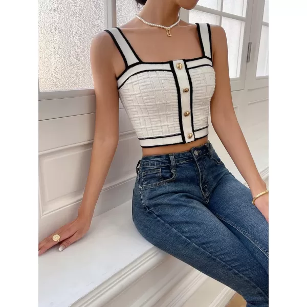 SweatyRocks Women's Sleeveless Ribbed Knit Spaghetti Strap Crop Cami Tank Top