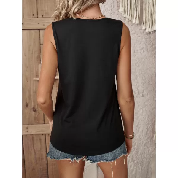 SweatyRocks Women's Sleeveless Round Neck Tank Top Summer Casual Ripped Cut Out Tops