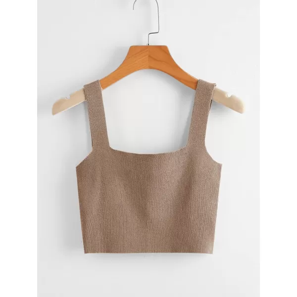 SweatyRocks Women's Sleeveless Solid Knit Straps Crop Tank Tops