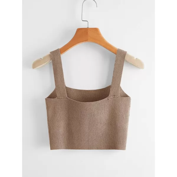 SweatyRocks Women's Sleeveless Solid Knit Straps Crop Tank Tops