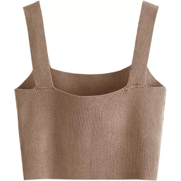 SweatyRocks Women's Sleeveless Solid Knit Straps Crop Tank Tops