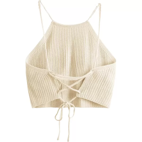 SweatyRocks Women's Sleeveless Space Dye Knit Camisole Criss Cross Backless Crop Top