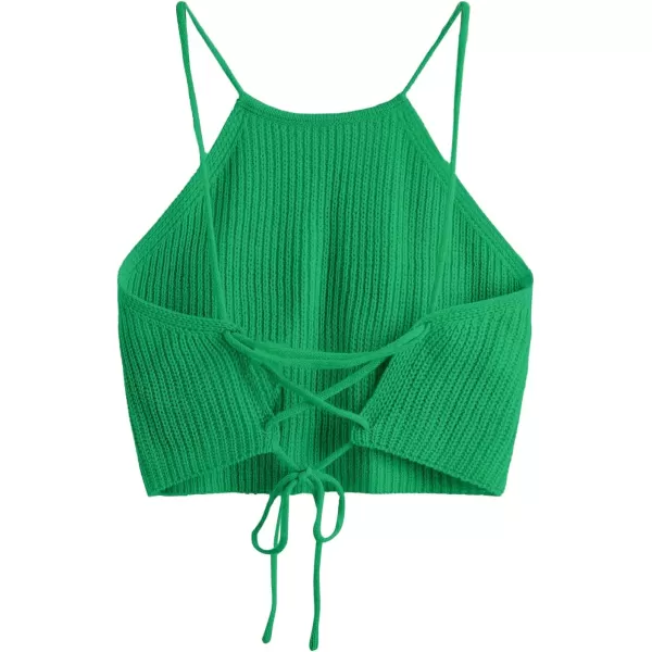 SweatyRocks Women's Sleeveless Space Dye Knit Camisole Criss Cross Backless Crop Top