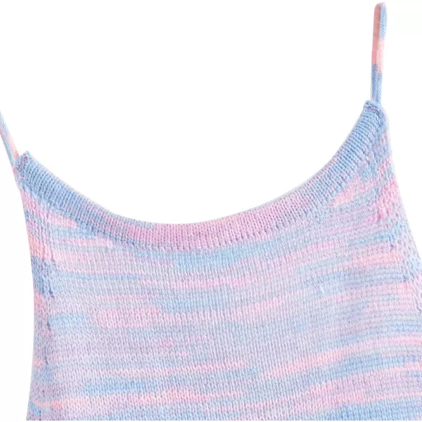 SweatyRocks Women's Sleeveless Space Dye Knit Camisole Criss Cross Backless Crop Top