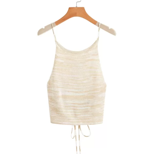 SweatyRocks Women's Sleeveless Space Dye Knit Camisole Criss Cross Backless Crop Top