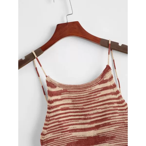 SweatyRocks Women's Sleeveless Space Dye Knit Camisole Criss Cross Backless Crop Top