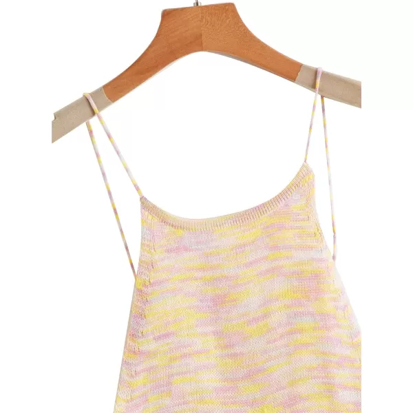 SweatyRocks Women's Sleeveless Space Dye Knit Camisole Criss Cross Backless Crop Top