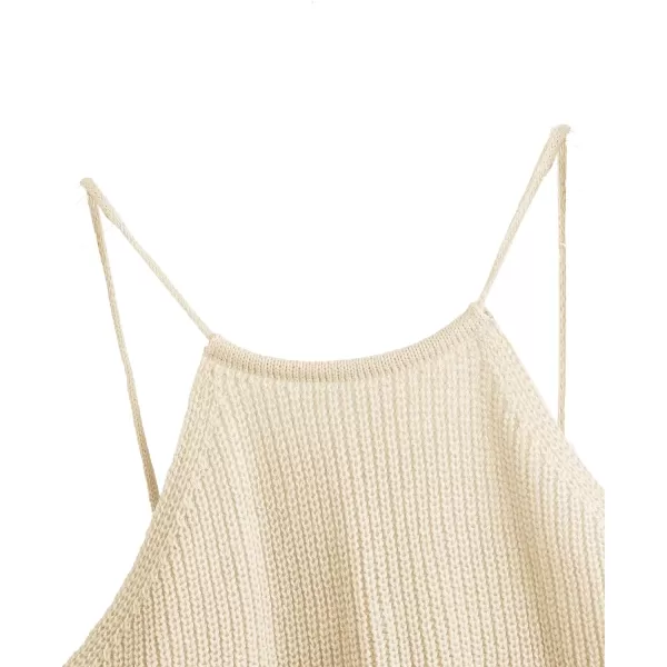 SweatyRocks Women's Sleeveless Space Dye Knit Camisole Criss Cross Backless Crop Top