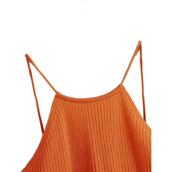 SweatyRocks Women's Sleeveless Space Dye Knit Camisole Criss Cross Backless Crop Top