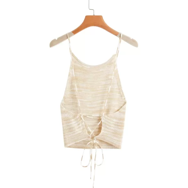 SweatyRocks Women's Sleeveless Space Dye Knit Camisole Criss Cross Backless Crop Top