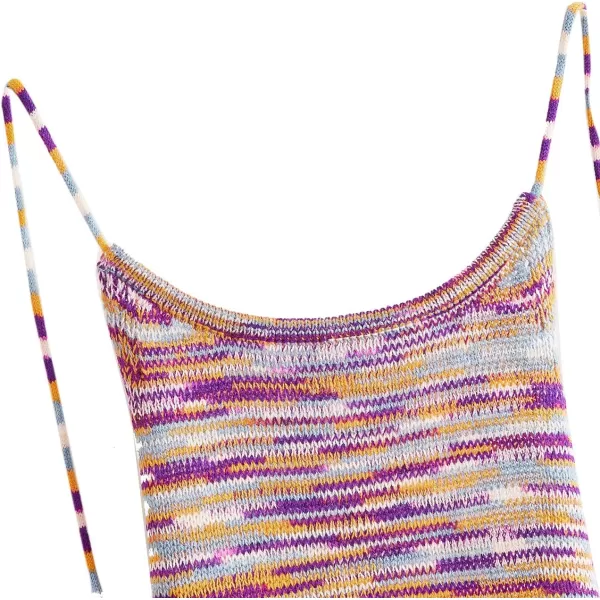 SweatyRocks Women's Sleeveless Space Dye Knit Camisole Criss Cross Backless Crop Top