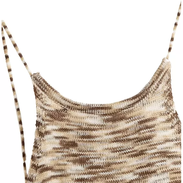 SweatyRocks Women's Sleeveless Space Dye Knit Camisole Criss Cross Backless Crop Top