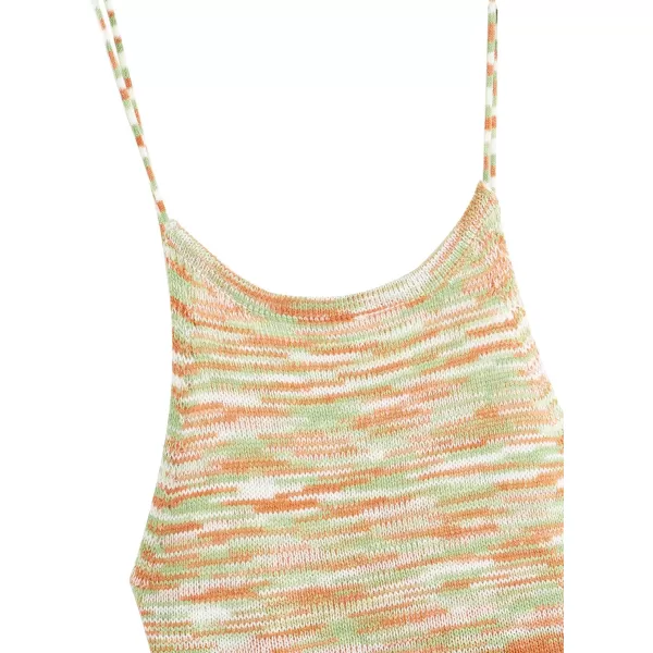 SweatyRocks Women's Sleeveless Space Dye Knit Camisole Criss Cross Backless Crop Top
