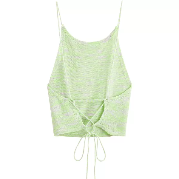 SweatyRocks Women's Sleeveless Space Dye Knit Camisole Criss Cross Backless Crop Top