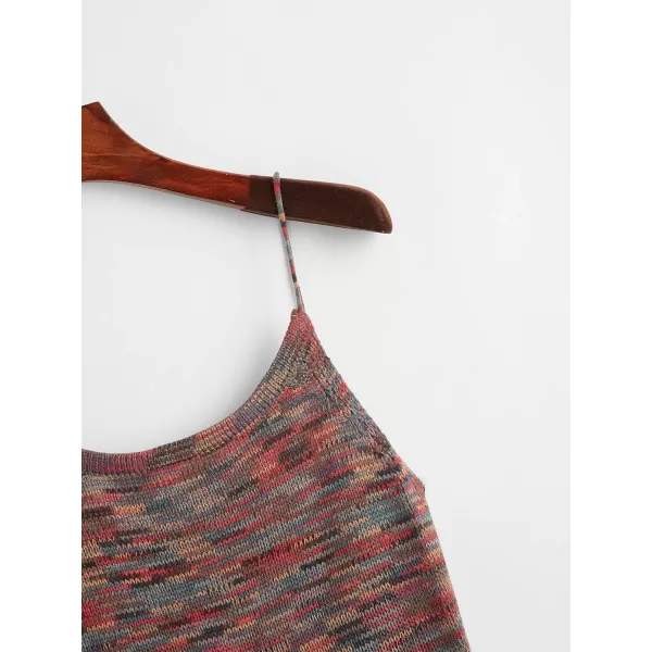 SweatyRocks Women's Sleeveless Space Dye Knit Camisole Criss Cross Backless Crop Top