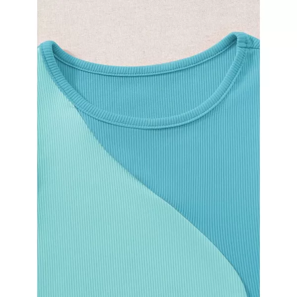 SweatyRocks Women's Summer Ribbed Knit Sleeveless Vest Color Block Crop Tank Top