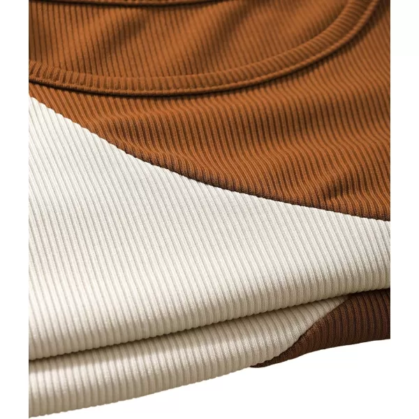 SweatyRocks Women's Summer Ribbed Knit Sleeveless Vest Color Block Crop Tank Top