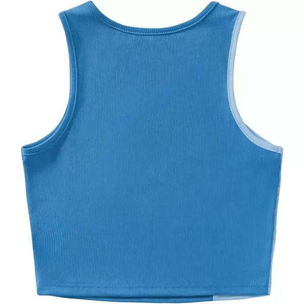 SweatyRocks Women's Summer Ribbed Knit Sleeveless Vest Color Block Crop Tank Top