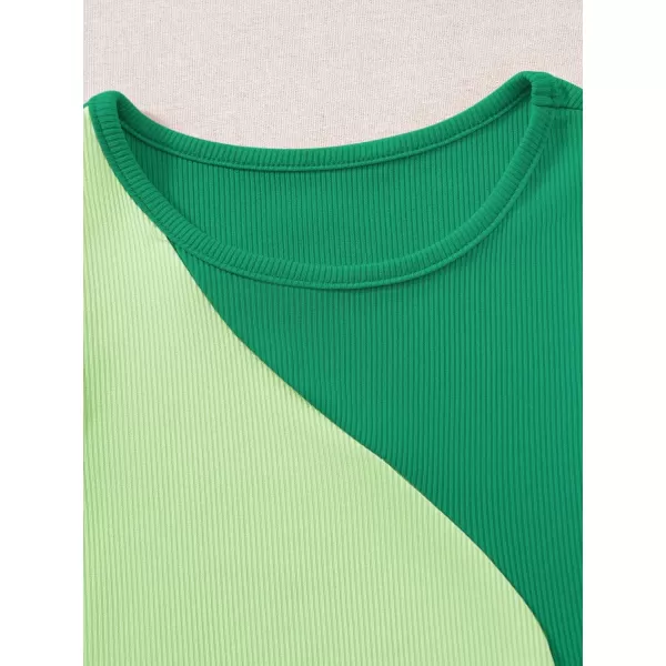 SweatyRocks Women's Summer Ribbed Knit Sleeveless Vest Color Block Crop Tank Top