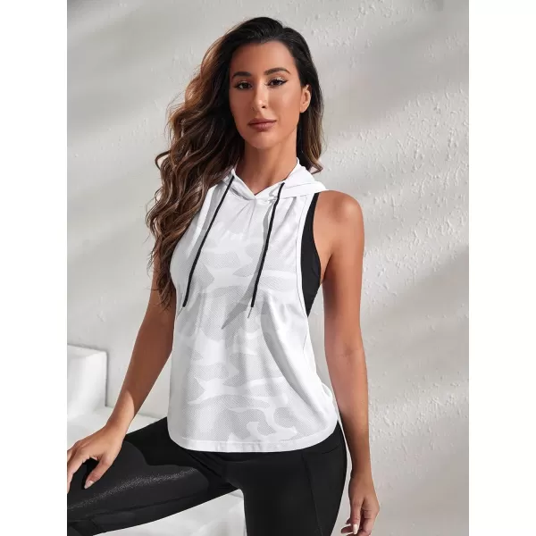 SweatyRocks Women's Summer Sleeveless Hooded Tank Top T-Shirt for Athletic Exercise Relaxed Breathable