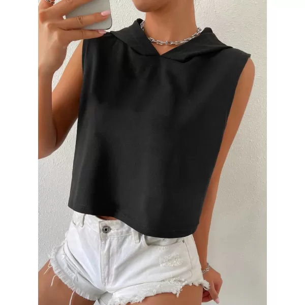 SweatyRocks Women's Summer Sleeveless Hooded Tank Top T-Shirt for Athletic Exercise Relaxed Breathable