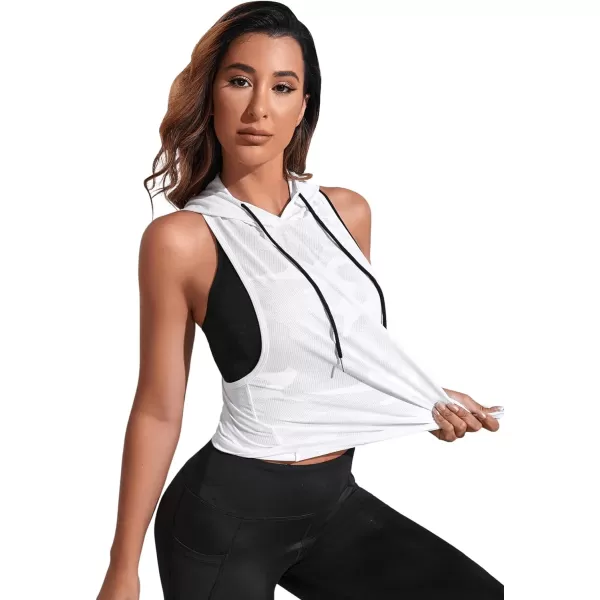 SweatyRocks Women's Summer Sleeveless Hooded Tank Top T-Shirt for Athletic Exercise Relaxed Breathable