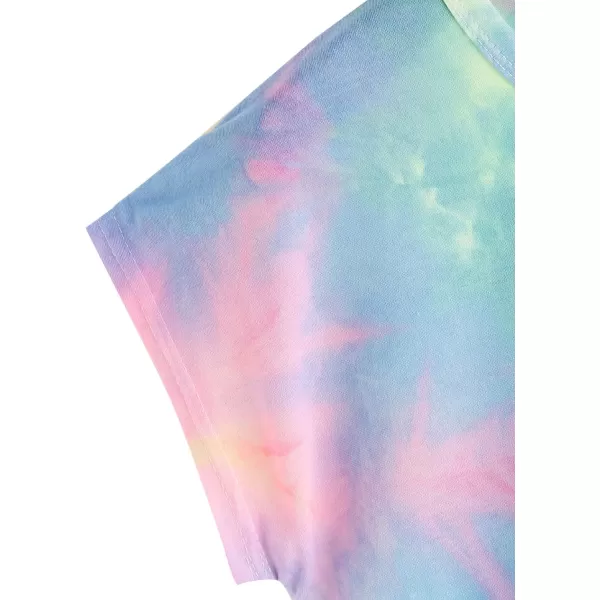 SweatyRocks Women's Tie Dye Round Neck Slim Fit Short Sleeve Crop Top T-Shirt