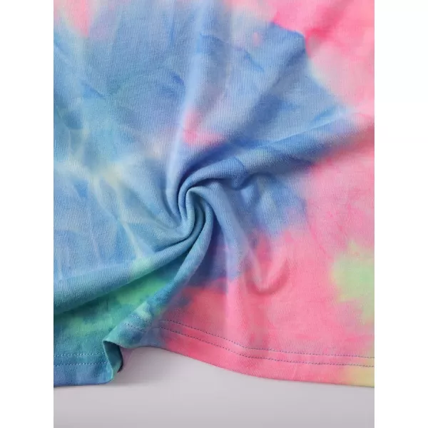 SweatyRocks Women's Tie Dye Round Neck Slim Fit Short Sleeve Crop Top T-Shirt