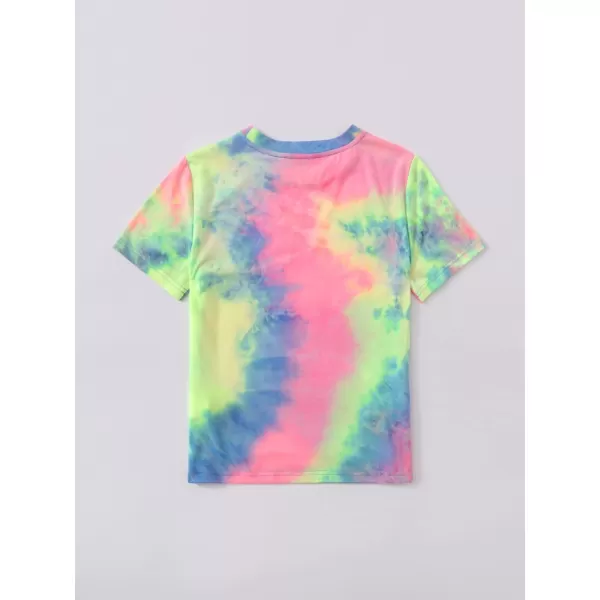 SweatyRocks Women's Tie Dye Round Neck Slim Fit Short Sleeve Crop Top T-Shirt