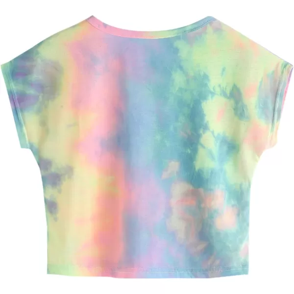 SweatyRocks Women's Tie Dye Round Neck Slim Fit Short Sleeve Crop Top T-Shirt