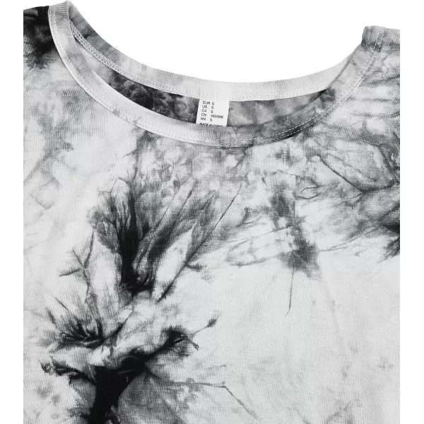 SweatyRocks Women's Tie Dye Round Neck Slim Fit Short Sleeve Crop Top T-Shirt
