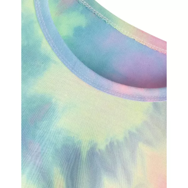 SweatyRocks Women's Tie Dye Round Neck Slim Fit Short Sleeve Crop Top T-Shirt