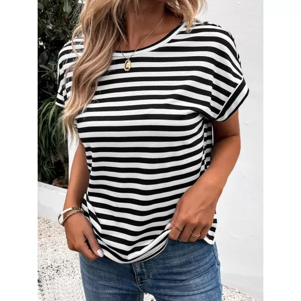 SweatyRocks Women's V-Cut Criss Cross Back Short Sleeve Tee Shirts Casual Summer Crew Neck Backless Tops