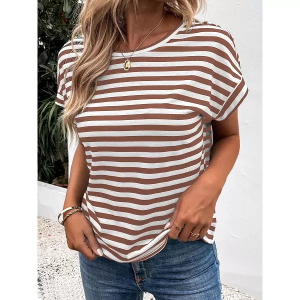 SweatyRocks Women's V-Cut Criss Cross Back Short Sleeve Tee Shirts Casual Summer Crew Neck Backless Tops