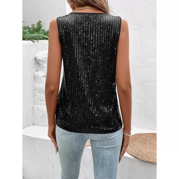 SweatyRocks Women's V Neck Glitter Sequins Wrap Tank Top Sleeveless Party Tops Clubwear