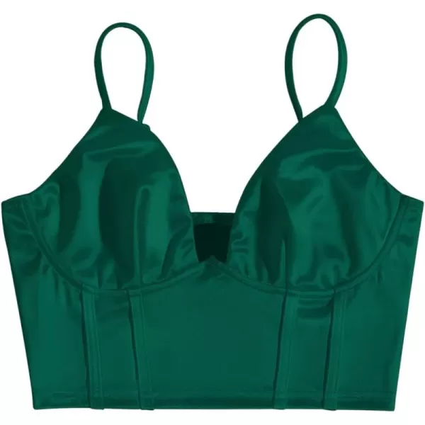 SweatyRocks Women's Basic Spaghetti Strap Slim Fit Bustier Satin Cami Crop Top