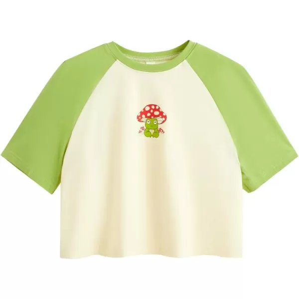 SweatyRocks Women's Cactus Print Crop Top Summer Short Sleeve Graphic T-Shirts