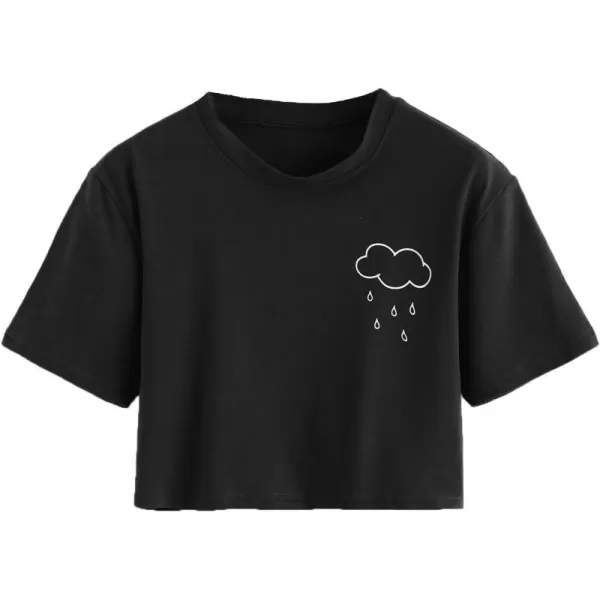 SweatyRocks Women's Cactus Print Crop Top Summer Short Sleeve Graphic T-Shirts