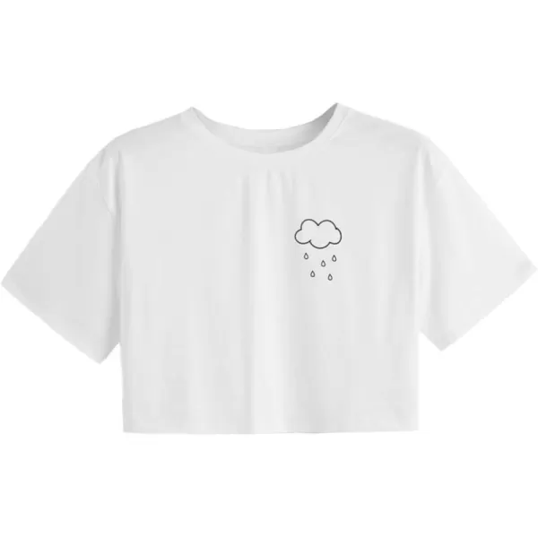 SweatyRocks Women's Cactus Print Crop Top Summer Short Sleeve Graphic T-Shirts