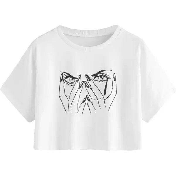 SweatyRocks Women's Cactus Print Crop Top Summer Short Sleeve Graphic T-Shirts