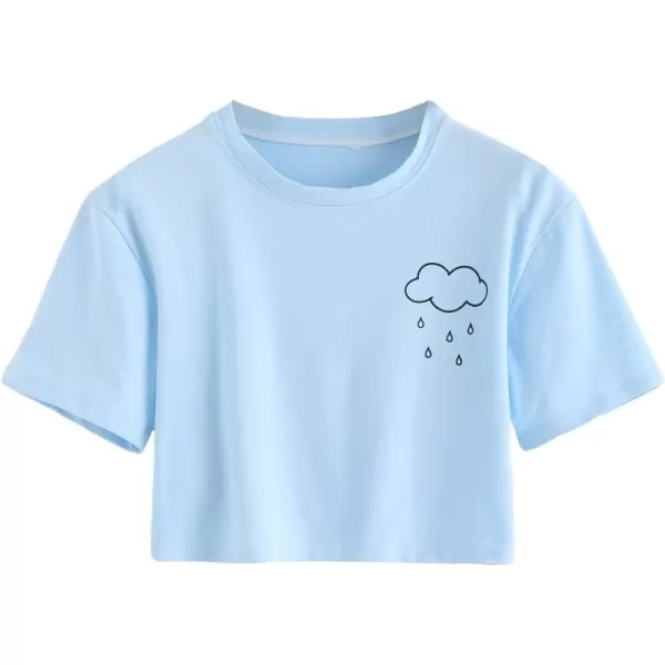 SweatyRocks Women's Cactus Print Crop Top Summer Short Sleeve Graphic T-Shirts