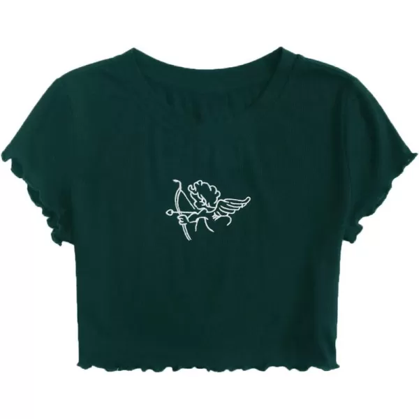 SweatyRocks Women's Cactus Print Crop Top Summer Short Sleeve Graphic T-Shirts