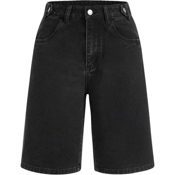 SweatyRocks Women's Casual High Rise Jean Shorts Straight Leg Zip Up Bermuda Denim Shorts