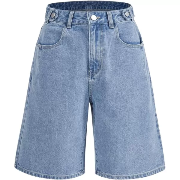 SweatyRocks Women's Casual High Rise Jean Shorts Straight Leg Zip Up Bermuda Denim Shorts