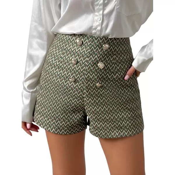 SweatyRocks Women's Casual High Waisted Shorts Pants Front Button Retro Vintage Shorts