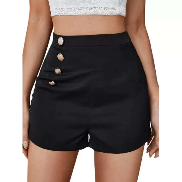 SweatyRocks Women's Casual High Waisted Shorts Pants Front Button Retro Vintage Shorts