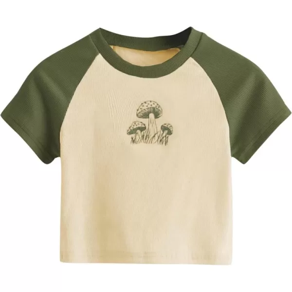 SweatyRocks Women's Graphic Print Round Neck T Shirt Short Sleeve Crop Tee Tops