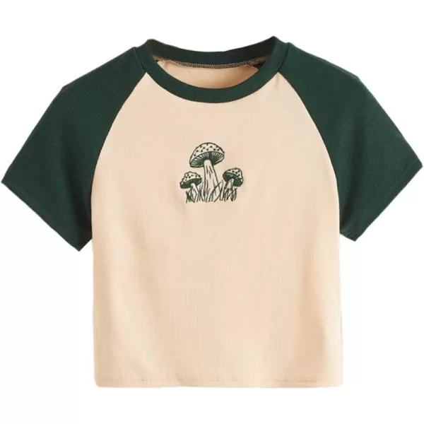 SweatyRocks Women's Graphic Print Round Neck T Shirt Short Sleeve Crop Tee Tops