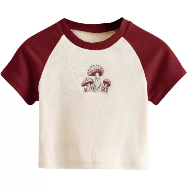 SweatyRocks Women's Graphic Print Round Neck T Shirt Short Sleeve Crop Tee Tops